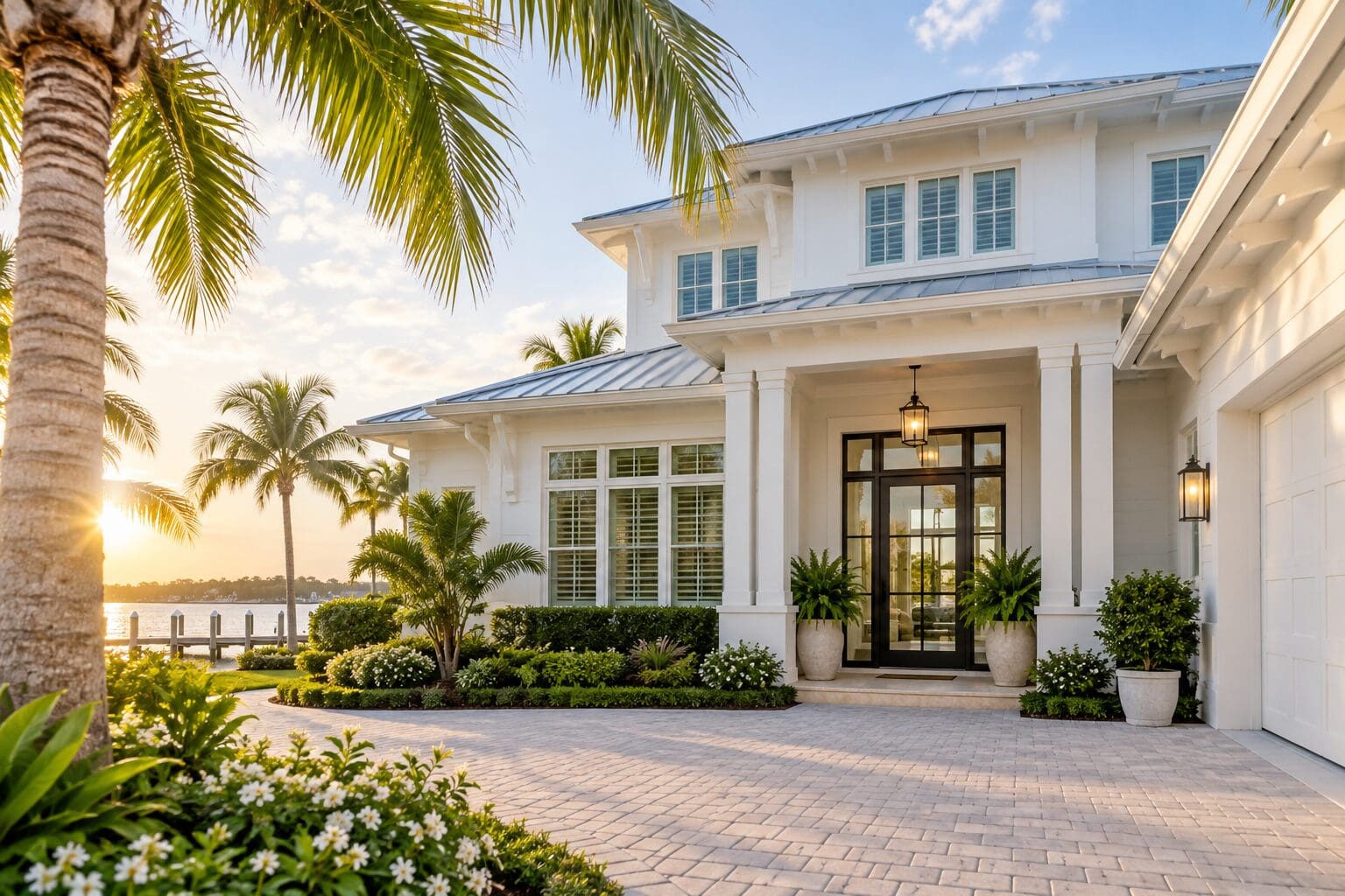 Florida waterfront home representing residential real estate transactions